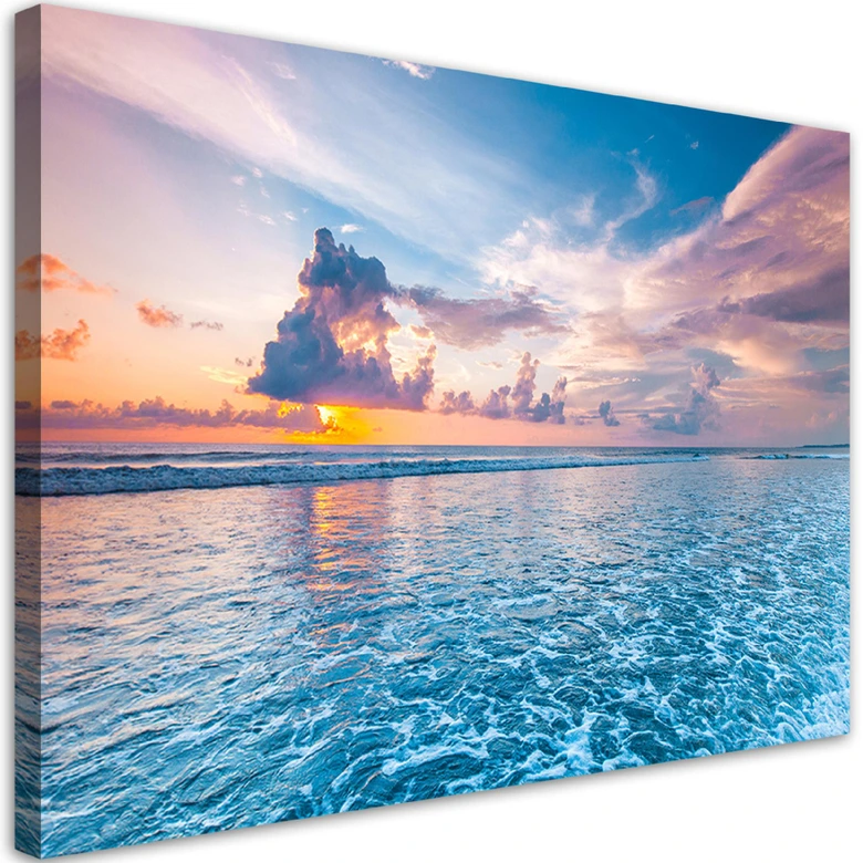 Leinwandbild, Sonnenuntergang am Meer 
