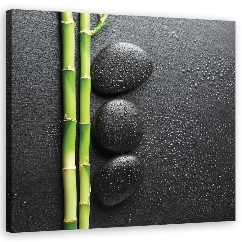Leinwandbild, Bambus Zen Steine Wellness 