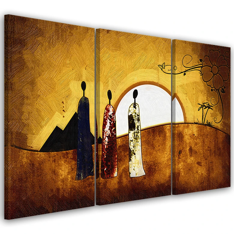 Leinwandbild 3-teilig, Afrika - Frauen - Landschaft 