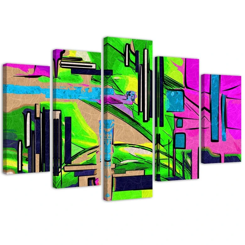 Leinwandbild 5 teilig, Abstrakte Landschaft 