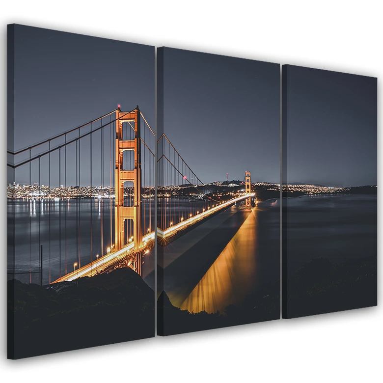 Leinwandbild 3-teilig, Golden Gate San Francisco 