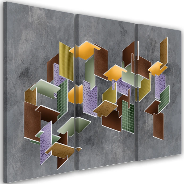 Leinwandbild 3 teilig, 3D -Rätsel 