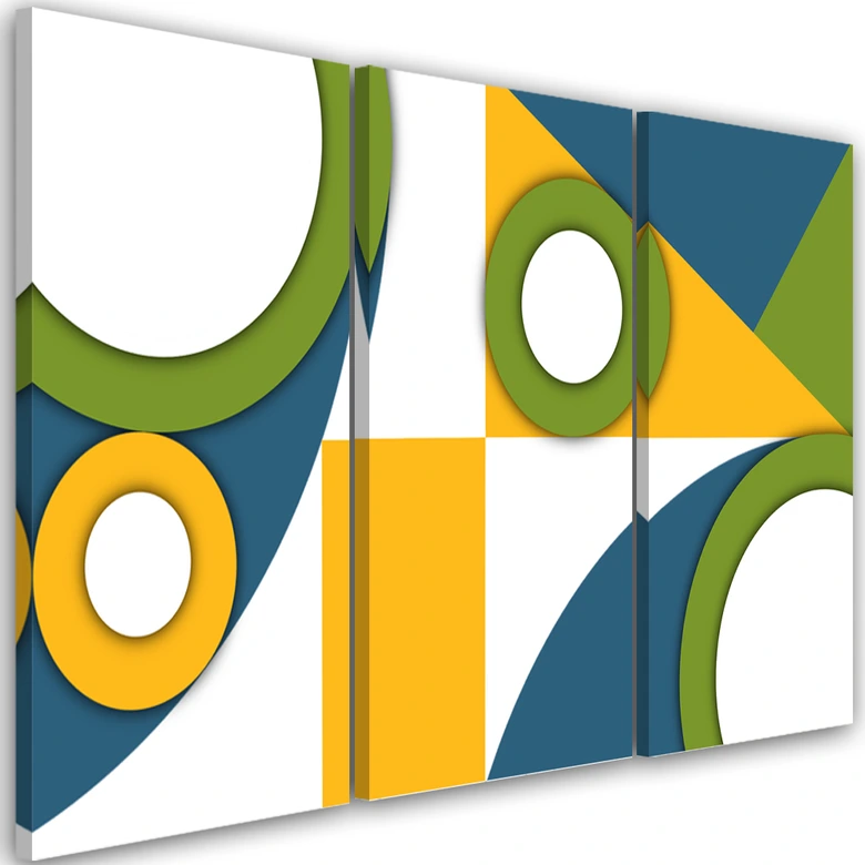 Leinwandbild 3 teilig, Geometrische Abstraktionsformen 