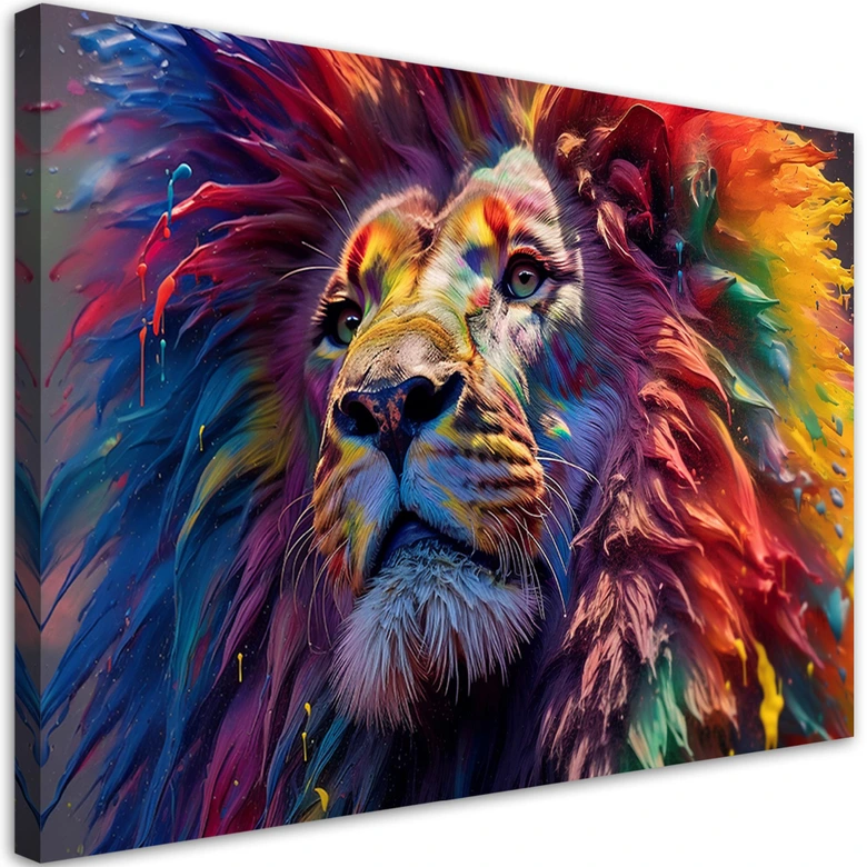 Lærredskunst Neon Lion Africa AI 