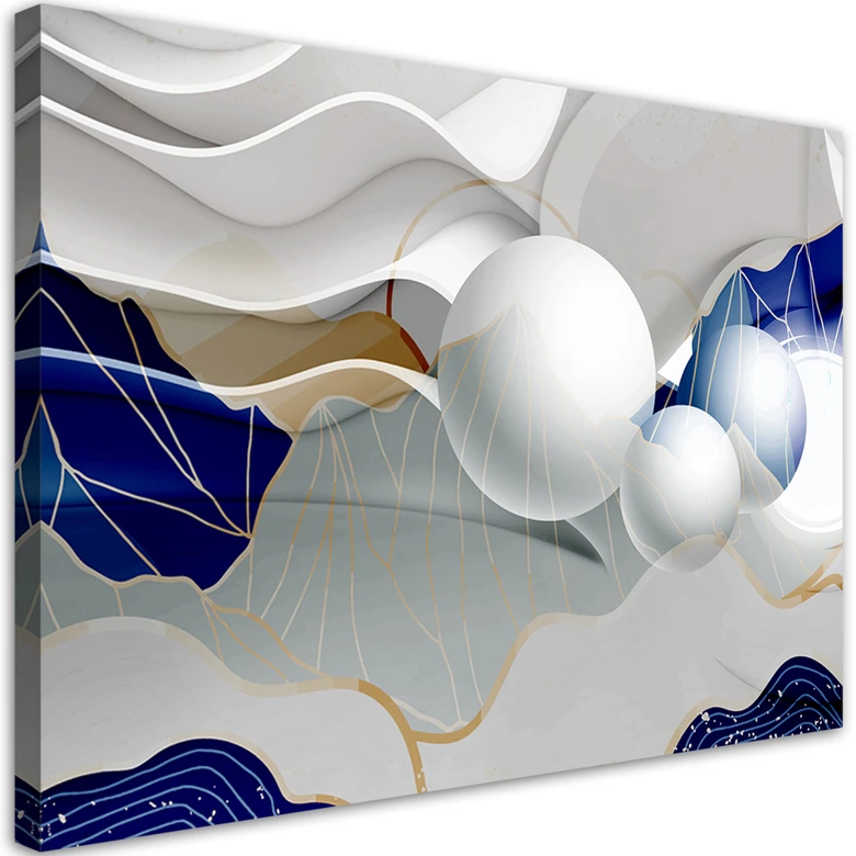 Canvasbillede, Blå sfærer 3D abstrakt 