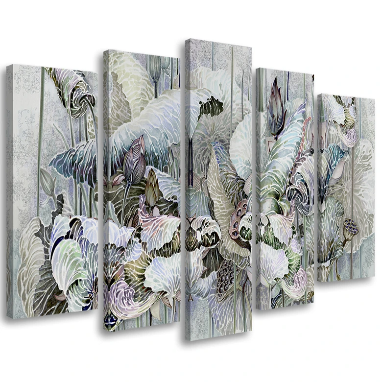 Leinwandbild 5 teilig, Saint Lotos Blumen 
