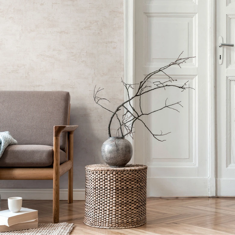 Textured wallpaper in plaster look white beige - non-woven wallpaper modern monochrome 