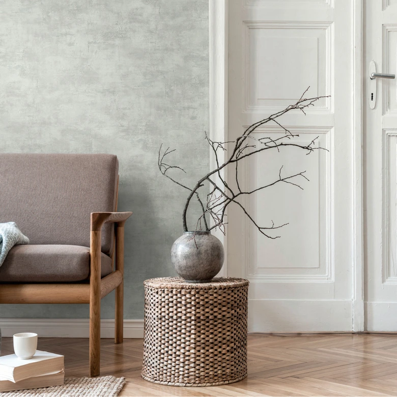 Textured wallpaper in plaster look light grey - plain non-woven wallpaper modern matt 