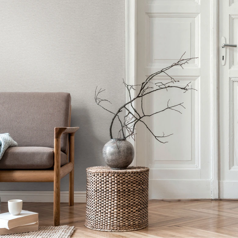 Textured wallpaper in plaster look light beige - non-woven wallpaper solid color natural 