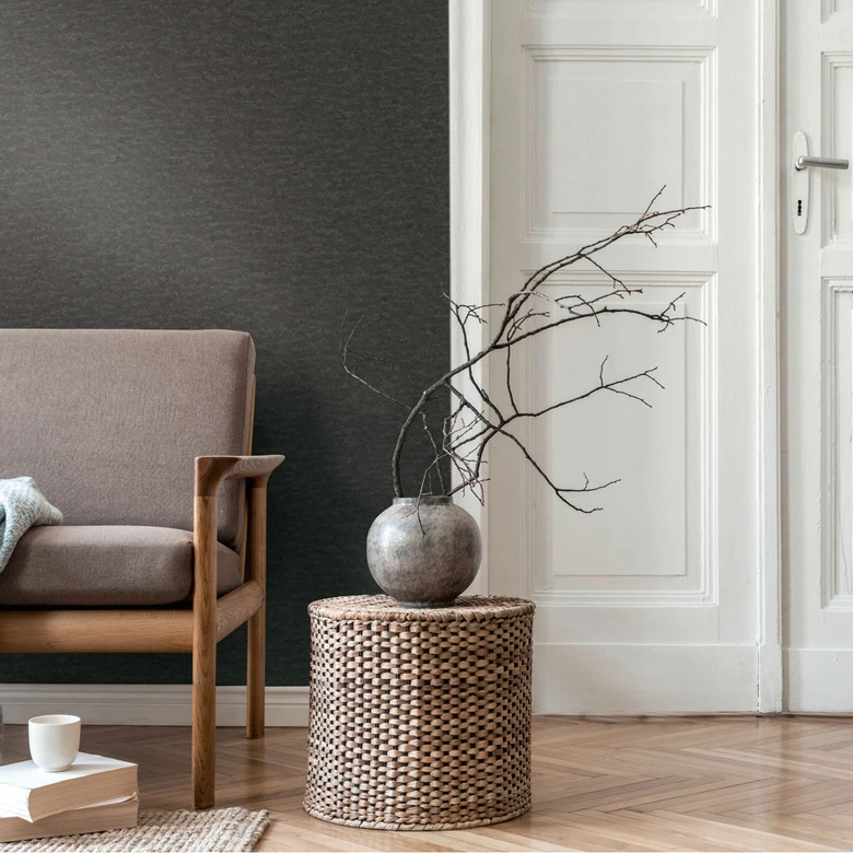 Textured wallpaper in plaster look anthracite - non-woven wallpaper dark modern - wallpaper 