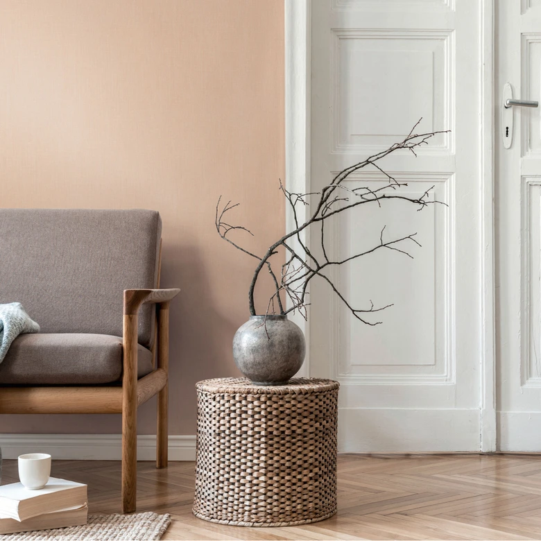 Single wallpaper linen look sand beige - plain non-woven wallpaper textured matt 