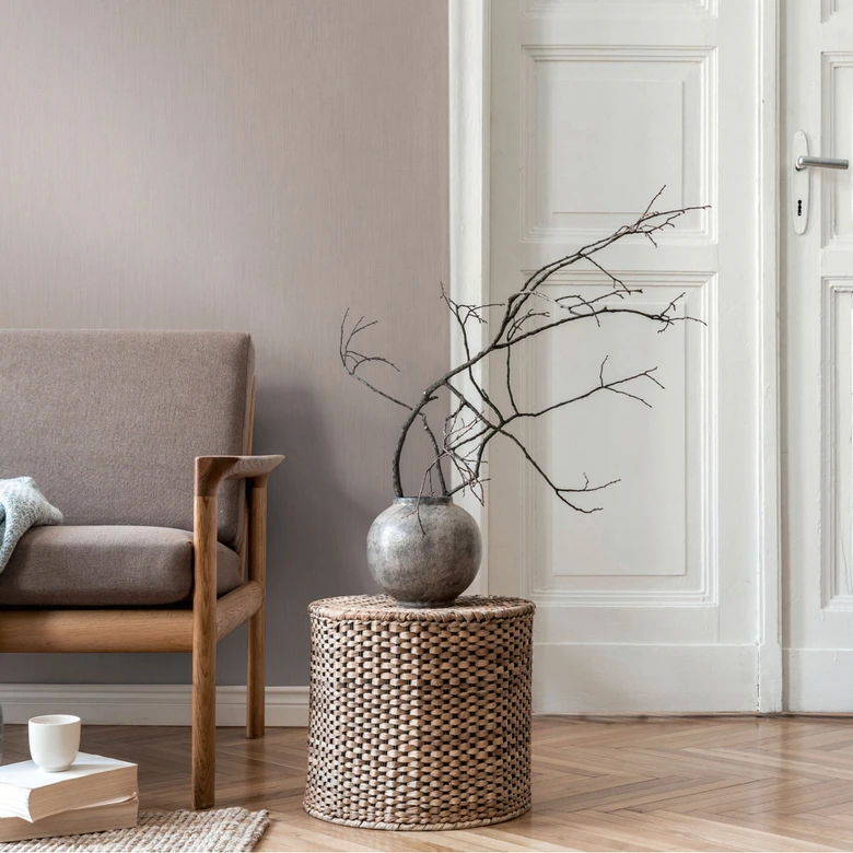 Single wallpaper linen texture light grey - plain non-woven wallpaper fabric look  