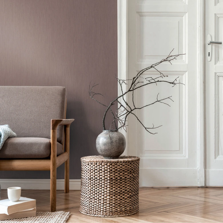 Linen textured wallpaper pink purple - non-woven wallpaper textured matt modern 