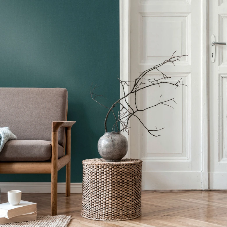 Linen textured plain wallpaper dark blue - non-woven wallpaper modern matt - textured plain wallpaper 