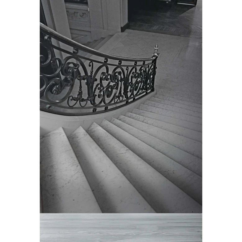 Wall Mural Staircase black white - non-woven wallpaper with railing - architecture modern 