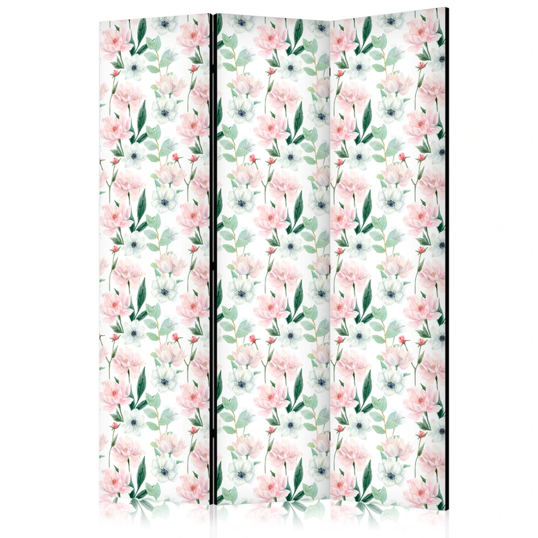 Paravent, Raumteiler freistehend, Trennwand - Peonies on a White Background 