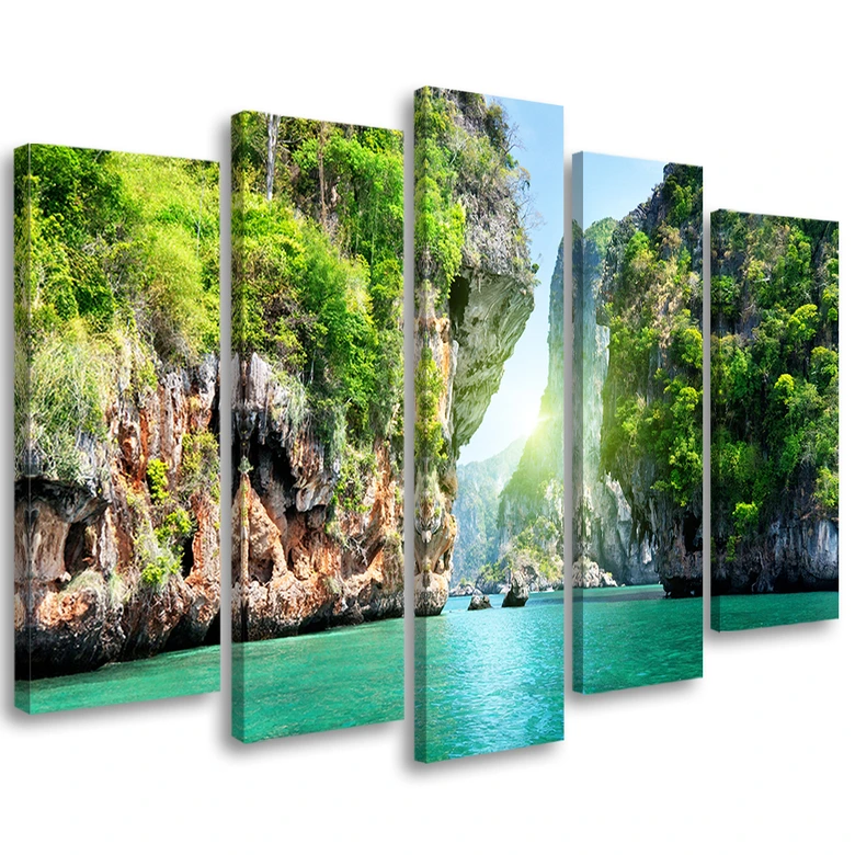 Leinwandbild 5 teilig, Tropischer Strand Malediven 
