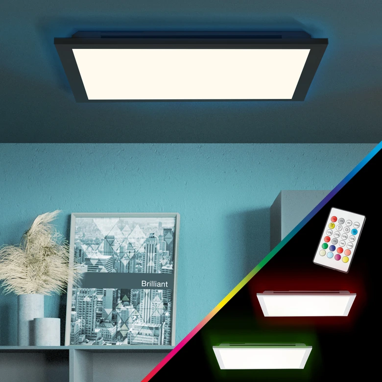 Deckenleuchte Albert, schwarz, 39,6 x 39,6 cm, LED Panel, dimmbar 