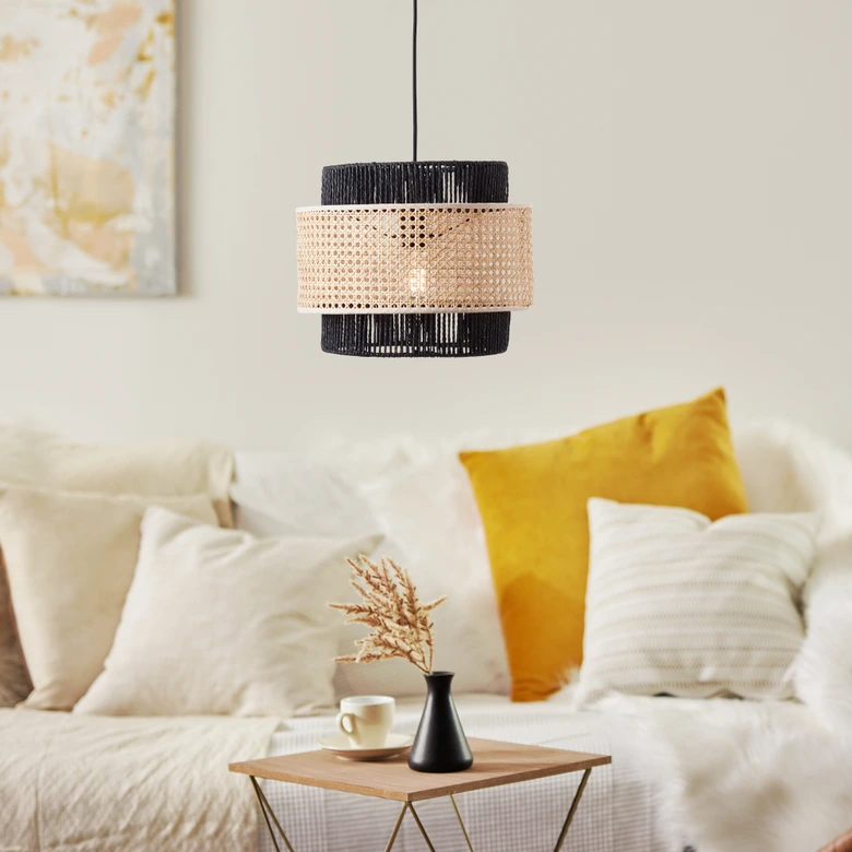 Pendelleuchte Anastasia, braun, 134,5 x 36 cm, Rattan Pendellampe 