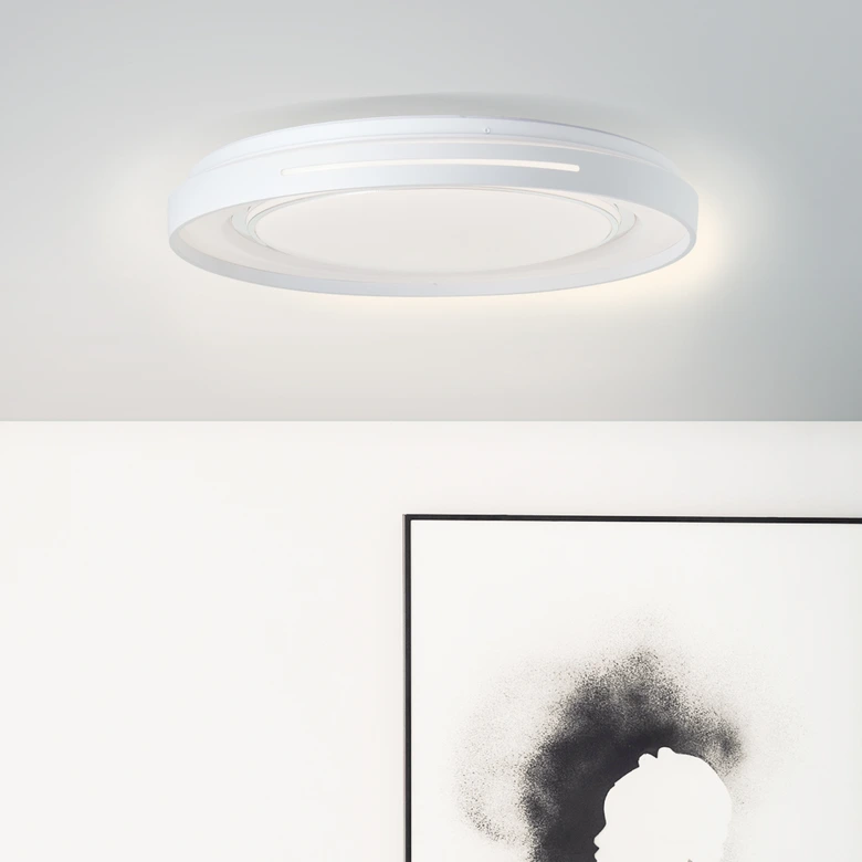 Wand- und Deckenleuchte Aurora, metallic/weiß, Ø 48,5 cm, Lampe 