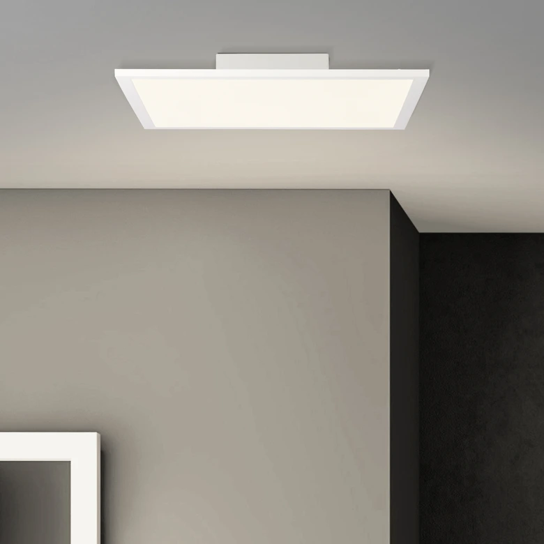 Deckenleuchte Constantin, weiß, 39,5 x 39,5 cm, LED Panel, Warmweiß, dimmbar 