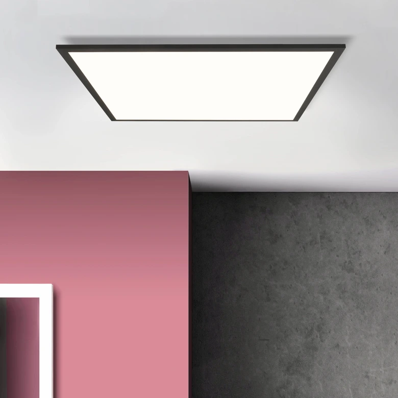 LED Deckenleuchte Constantin, schwarz, 59,5 x 59,5 cm, LED Panel, Warmweiß 