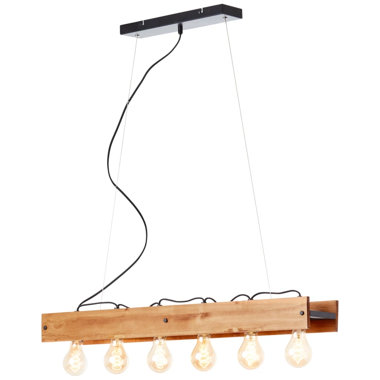 Holz Pendelleuchte Daniel, braun, 90 x 13,5 x 150 cm 