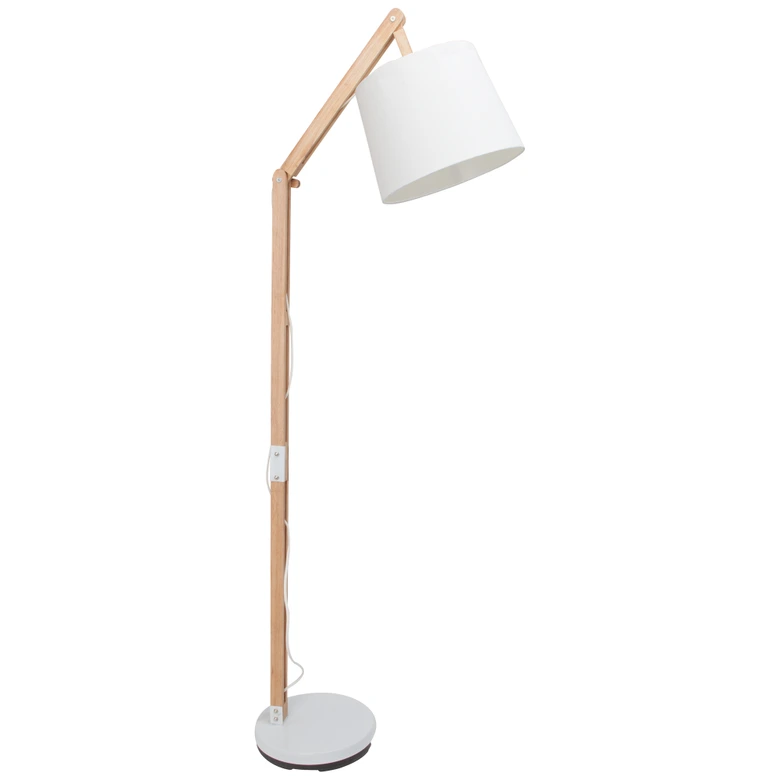 Stehleuchte Diego, beige, 163 x 80 cm, Holz Stehlampe, dimmbar 