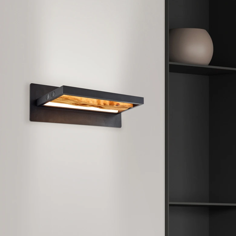 Wandleuchte Elea, braun, 35 x 15,1 cm, Holz Wandlampe 