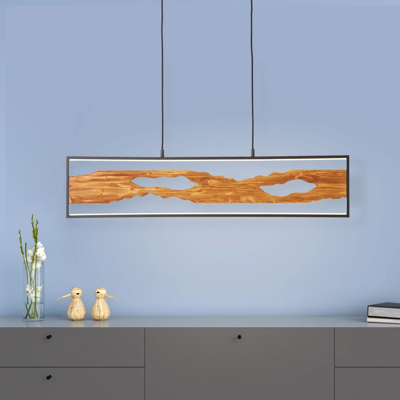 Pendelleuchte Elea, braun, 150 x 100 cm, Holz Pendellampe 