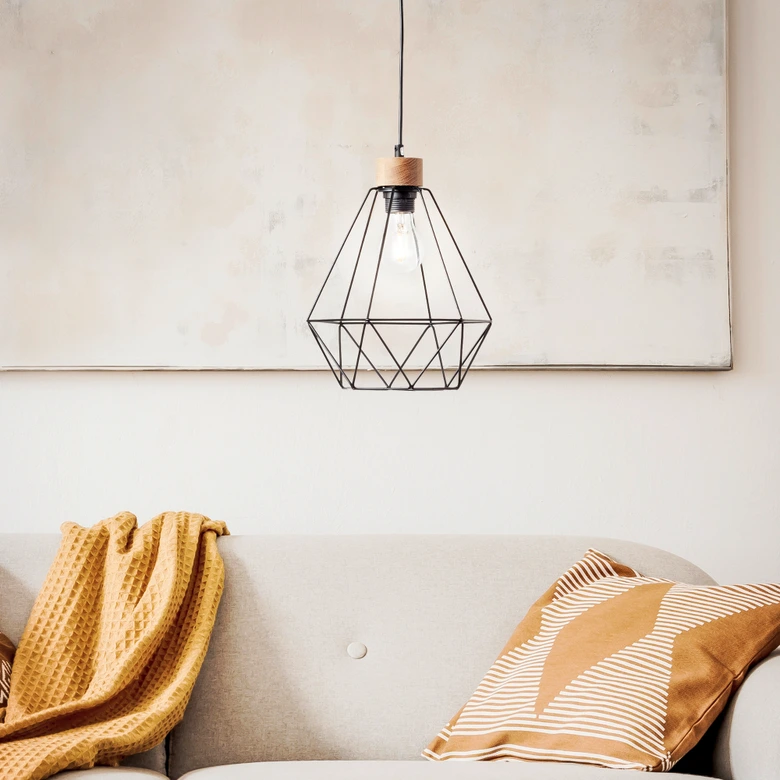 Pendelleuchte Fine, braun, 110 x 25 cm, Holz Pendellampe 