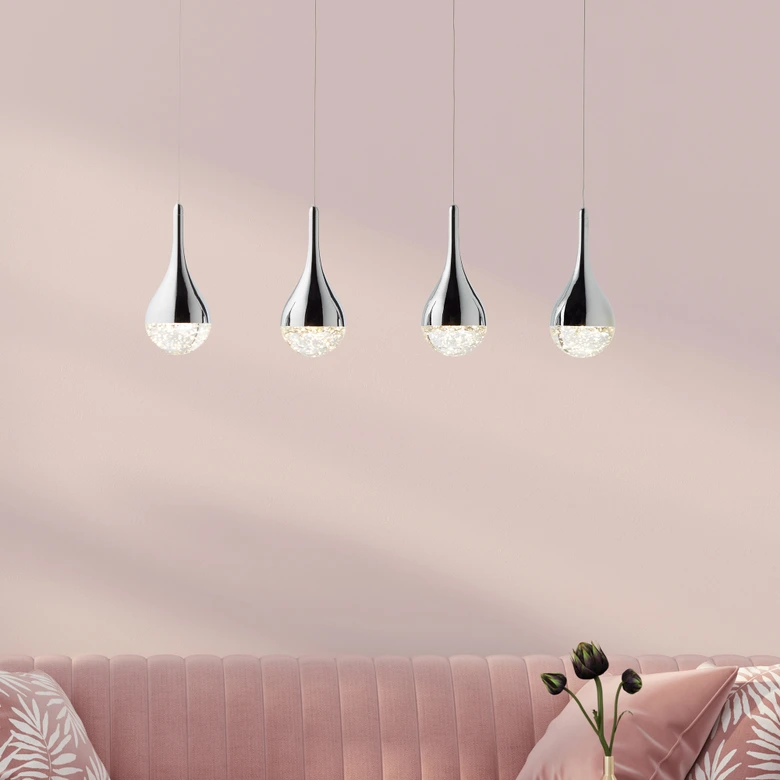 Pendelleuchte Gustav, metallic, 114,5 x 70 cm, Glas Pendellampe, dimmbar 