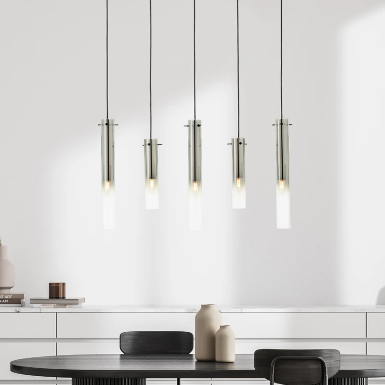 Pendelleuchte Hilla, grau, 95 x 199 cm, Metall Pendelleuchte, dimmbar 