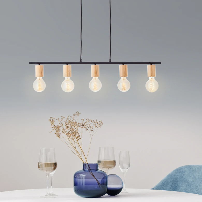 Pendelleuchte Karl, braun, 113 x 80 cm, Holz Pendel-lampe, dimmbar 