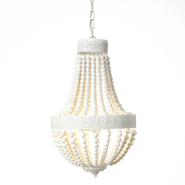 Kronleuchter Lars, weiß, 161 x 40 cm, Holz Pendellampe, dimmbar 