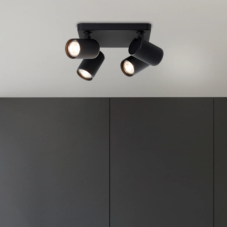 Spotbalken Leonardo, schwarz, 12,1 x 22 cm, Metall Deckenstrahler 