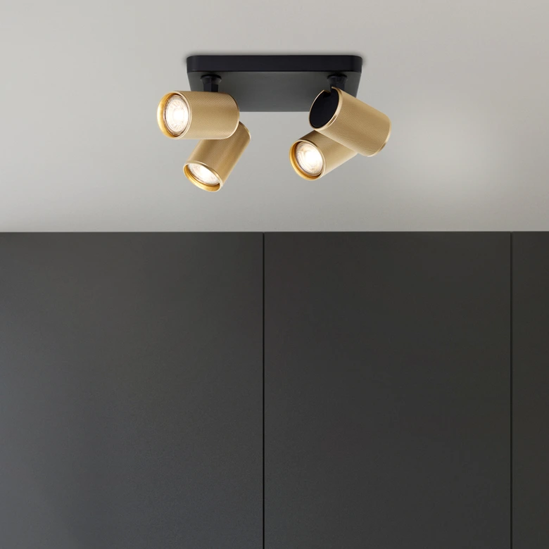 Spotbalken Leonardo, gold, 12,1 x 22 cm, Metall, goldene deckenstrahler 