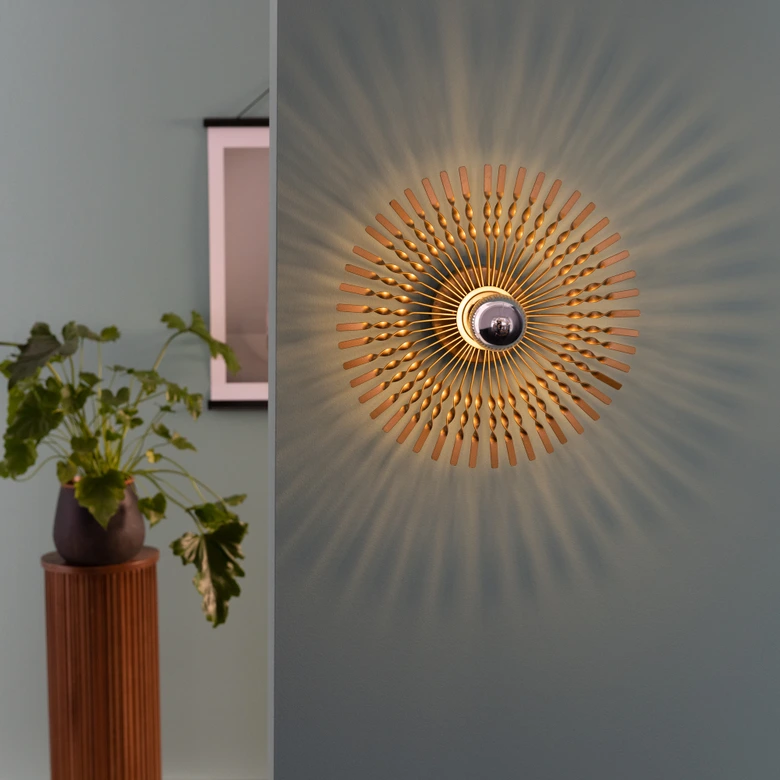 Wandleuchte Lias, gold, 33 x 33 cm, Metall Wandlampe 