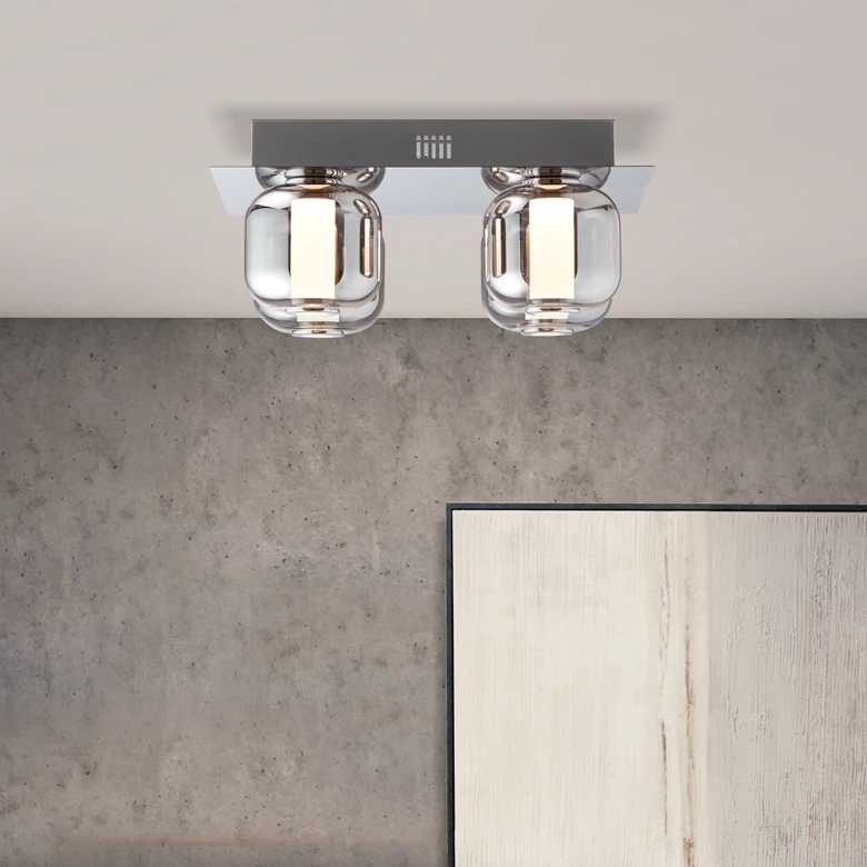 Deckenleuchte Martin, grau, 15 x 35 cm, Glas Innenleuchte 