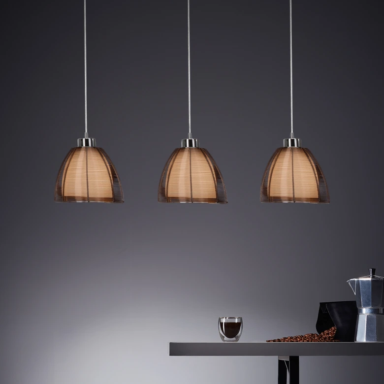 Pendelleuchte Maxime, braun, 121 x 80 cm, Glas Pendellampe, dimmbar 