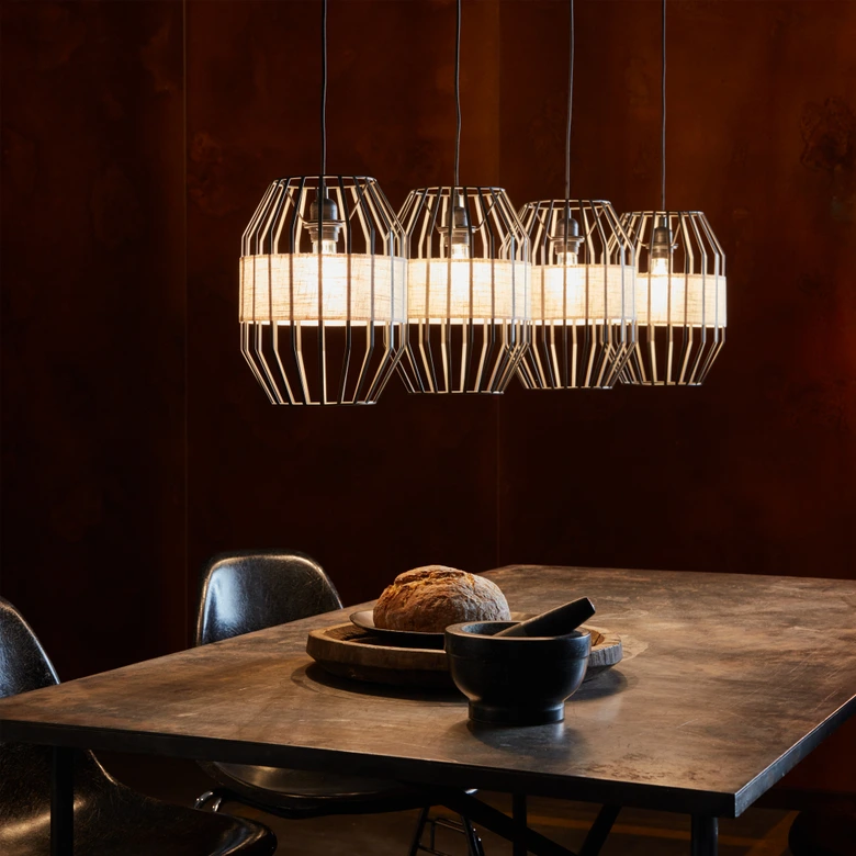 Pendelleuchte Nino, braun, 124 x 129 cm, Textil Pendelleuchte 