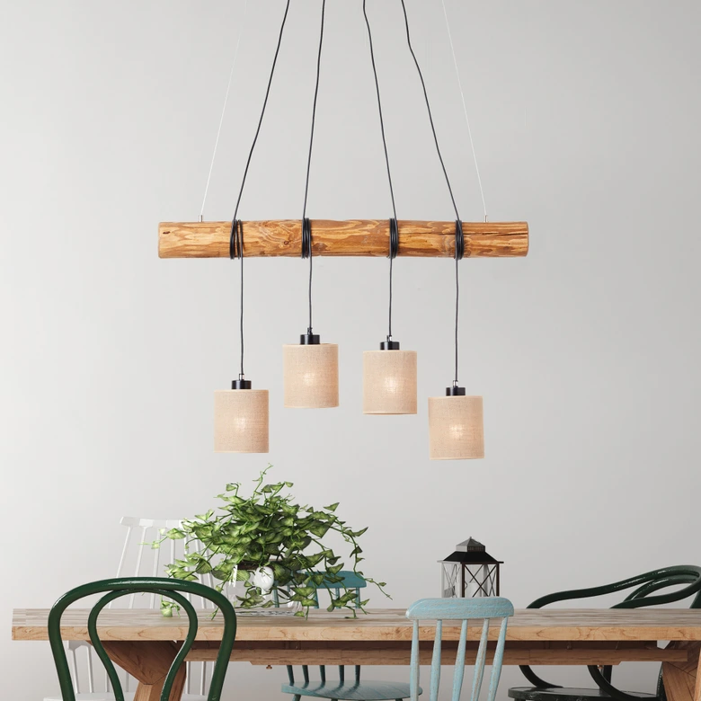 Pendelleuchte Sophie, braun, 224 x 90 cm, Textil Pendellampe 