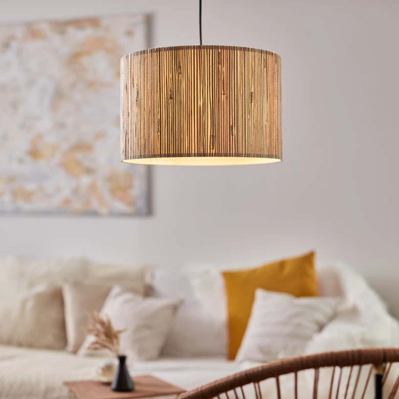 Pendelleuchte Valentin, braun, 120 x 35 cm, Seegras Pendellampe 