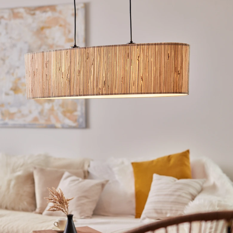 Pendelleuchte Valentin, braun, 120 x 78 cm, Seegras Pendellampe 