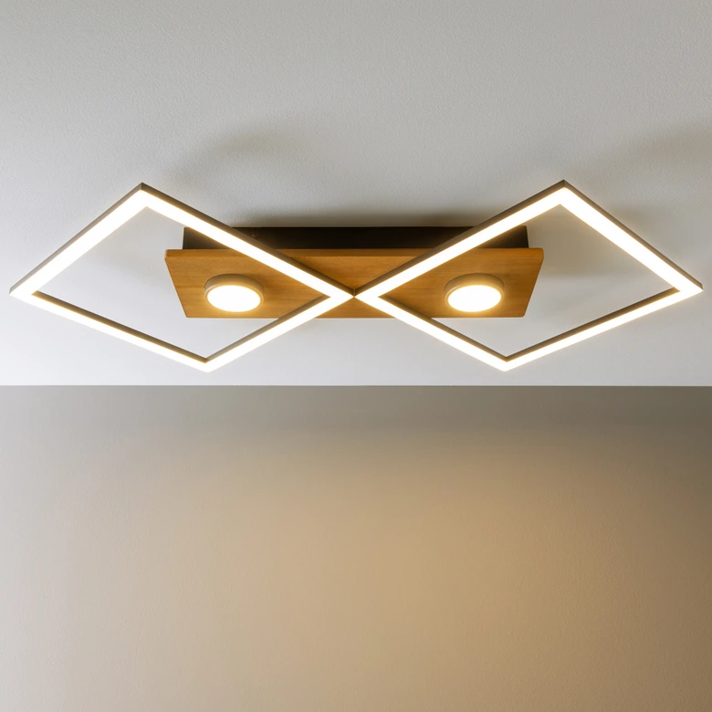 Deckenleuchte Vincent, braun, 70,7 x 35,4 cm, Holz Lampe 
