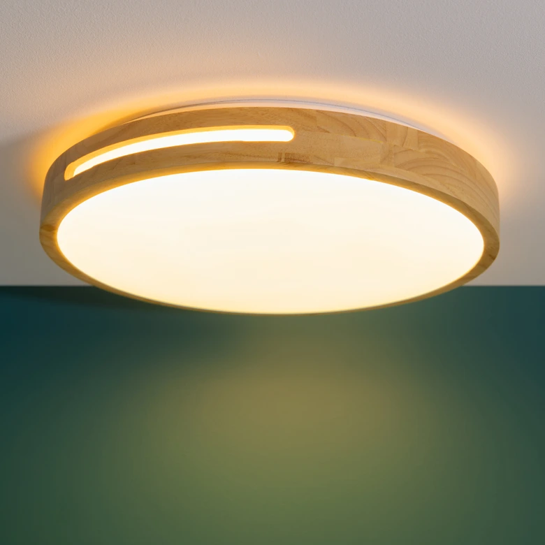 LED Deckenleuchte Viola, braun, Ø 39 cm, Holz Innenleuchte 