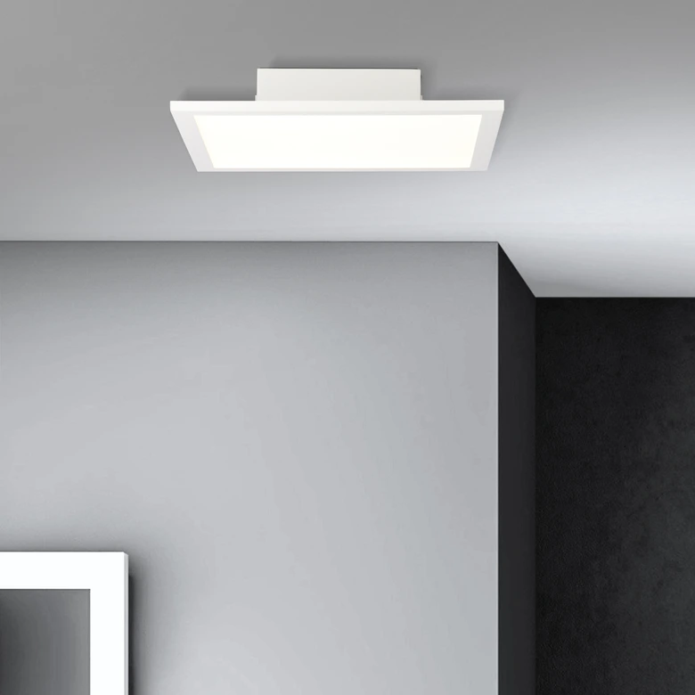 Aufbaupaneel Constantin, weiß, 29,5 x 29,5 cm, Metall Led panel, dimmbar 