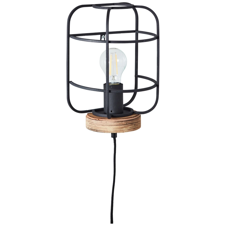 Wandleuchte Inga, braun, 29 x 19 cm, Holz Wandlampe 