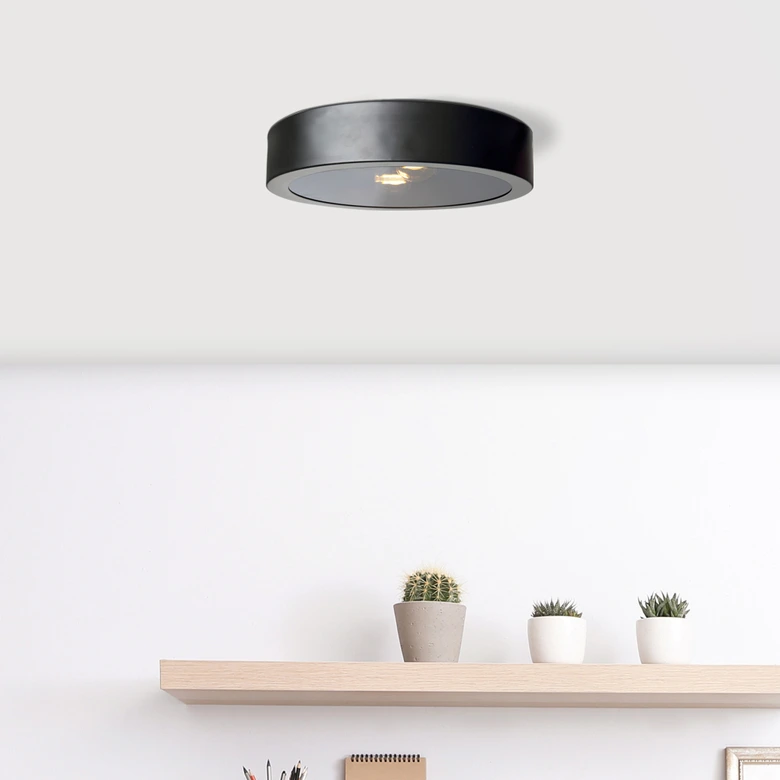 Deckenleuchte Miriam, schwarz, Ø 31 cm, Metall Moderne Deckenlampe 