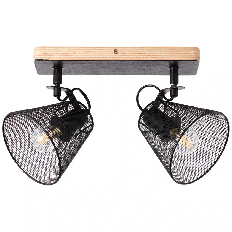 Deckenleuchte Tom, schwarz, 36,8 x 20 cm, Holz Deckenspots, dimmbar 